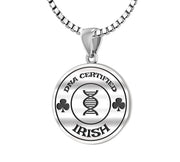 925 Sterling Silver 1in DNA Certified Irish Heritage Pendant Medal with Flag Necklace - US Jewels