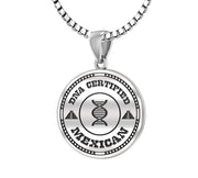 925 Sterling Silver 1in DNA Certified Mexican Heritage Pendant Medal with Flag Necklace - US Jewels