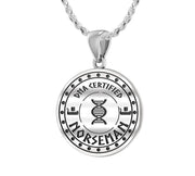 925 Sterling Silver 1in DNA Certified Norseman Heritage Pendant Medal with Flag Necklace - US Jewels
