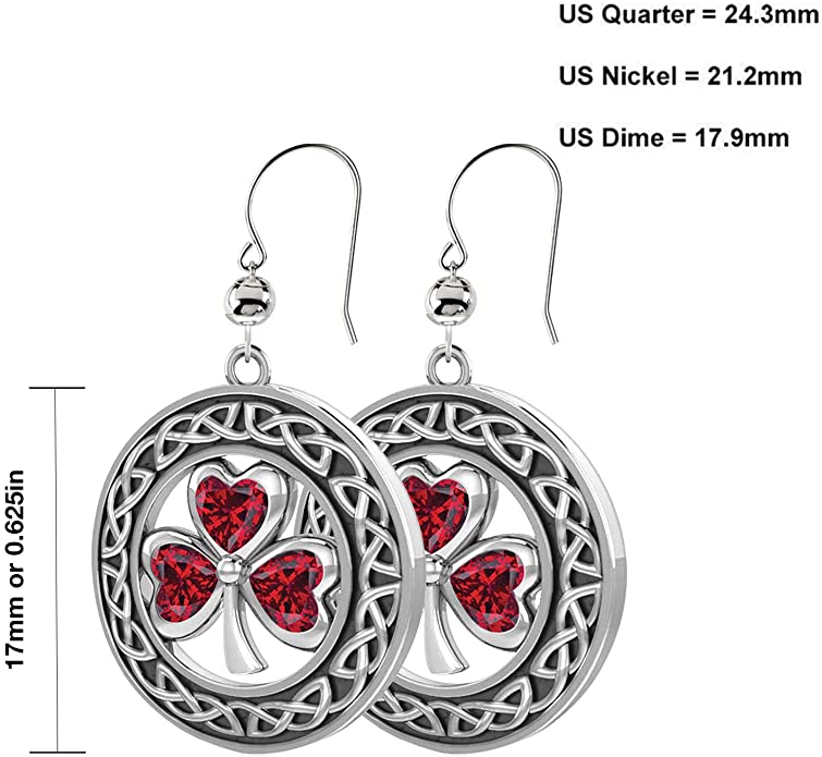 925 Sterling Silver Birthstone Irish Shamrock Clover Earrings - US Jewels