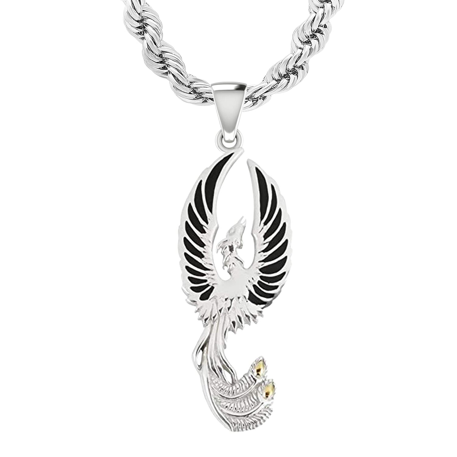 925 Sterling Silver Flying Phoenix Charm Pendant Necklace - US Jewels