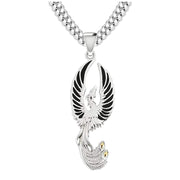 925 Sterling Silver Flying Phoenix Charm Pendant Necklace - US Jewels