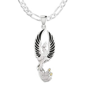 925 Sterling Silver Flying Phoenix Charm Pendant Necklace - US Jewels