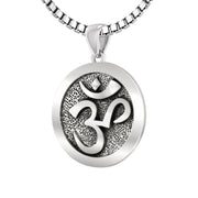 925 Sterling Silver Hindu Yoga Meditation Om Aum Symbol Pendant Necklace - US Jewels