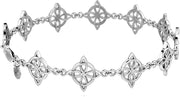 925 Sterling Silver Irish Celtic Four Point Link Bracelet - US Jewels