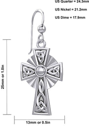 925 Sterling Silver Irish Celtic Knot Cross Earrings - US Jewels