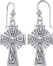 925 Sterling Silver Irish Celtic Knot Cross Earrings - US Jewels