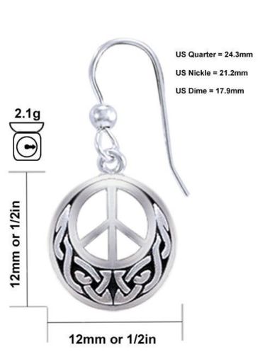925 Sterling Silver Irish Celtic Knotwork Peace Dangle Earrings - US Jewels