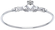 925 Sterling Silver Irish Claddagh Bangle Bracelet - US Jewels
