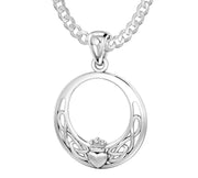 925 Sterling Silver Irish Claddagh & Celtic Knotwork Pendant Necklace - US Jewels