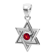 925 Sterling Silver Jewish Star of David Birthstone Pendant Necklace - US Jewels