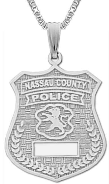 925 Sterling Silver Nassau County Police Officer Pendant Charm Necklace - US Jewels