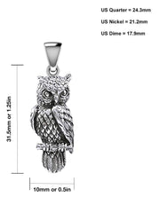 925 Sterling Silver Owl Bird Charm Animal Pendant Necklace - US Jewels