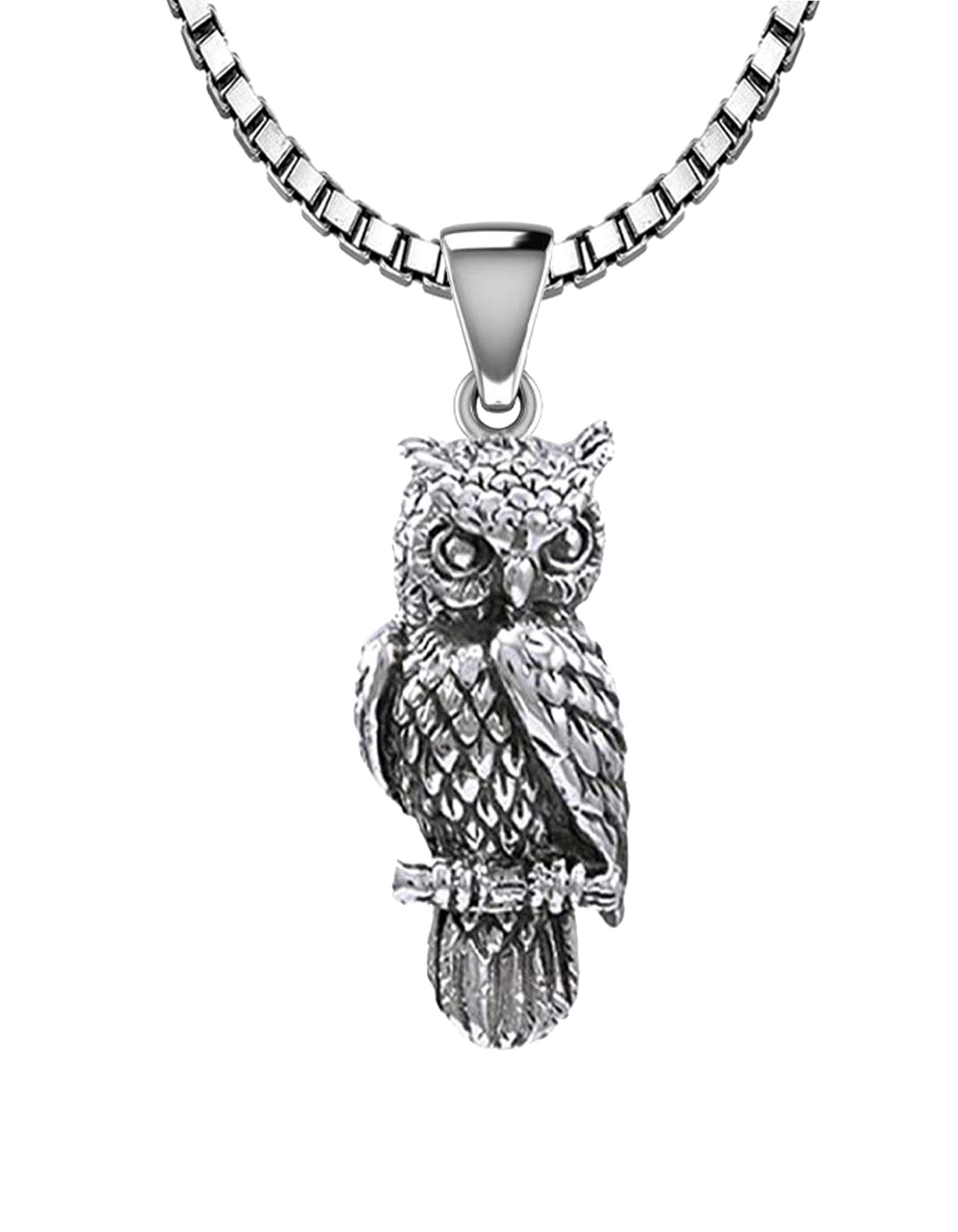 925 Sterling Silver Owl Bird Charm Animal Pendant Necklace - US Jewels