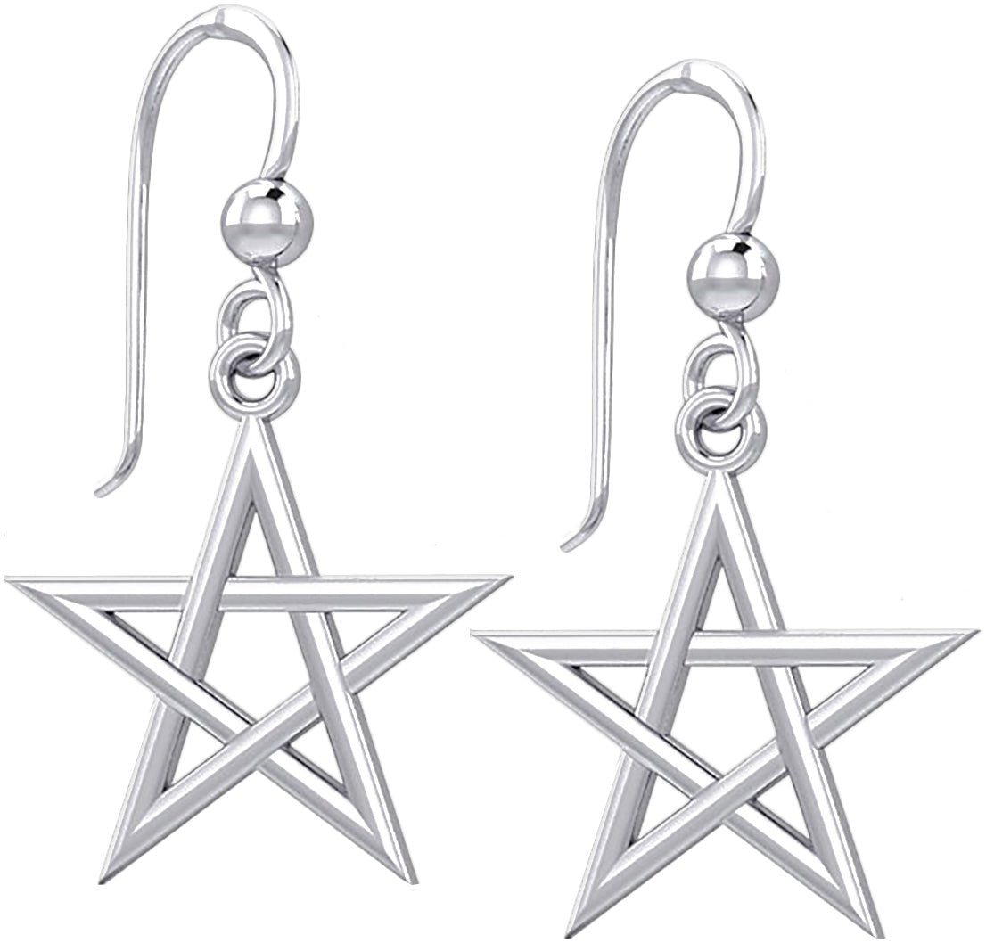 925 Sterling Silver Pair of Pentagram Earrings - US Jewels