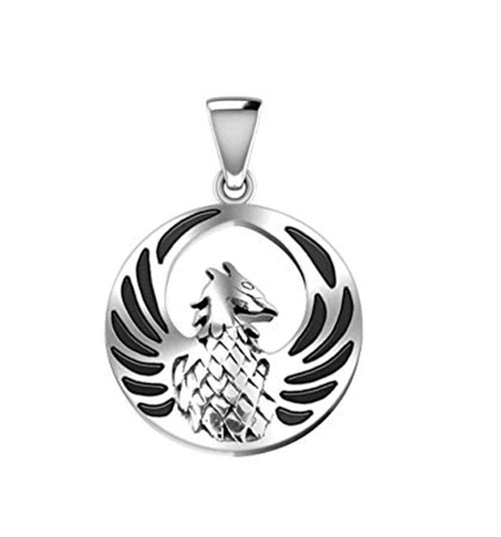 925 Sterling Silver Phoenix Flying Bird Charm Pendant Necklace - US Jewels