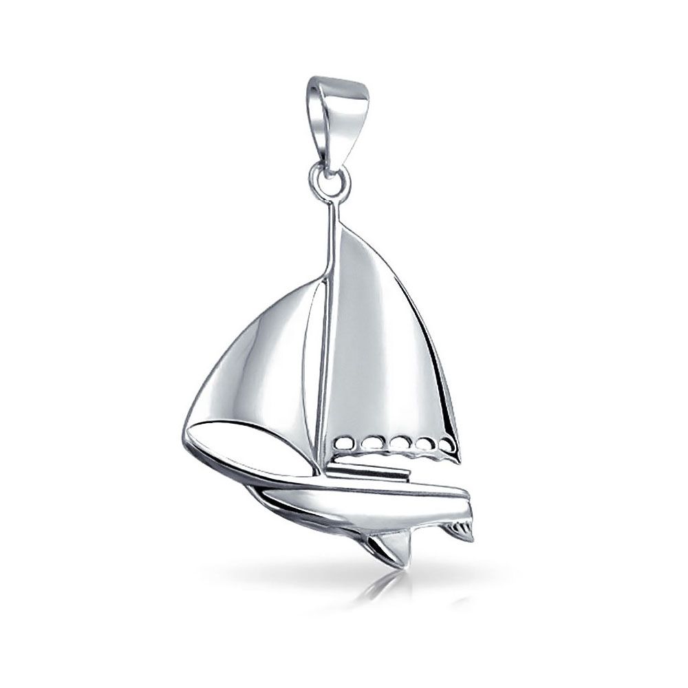 925 Sterling Silver Sloops Sailboat Nautical Pendant Necklace - US Jewels