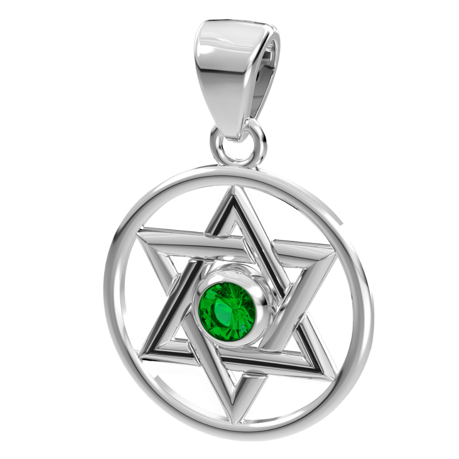 925 Sterling Silver Star of David Birthstone Pendant Necklace - US Jewels