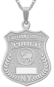 925 Sterling Silver Suffolk County Police Officer Pendant Charm Necklace - US Jewels