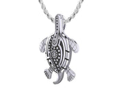 925 Sterling Silver Tribal Tattoo Sea Turtle Animal Pendant with Necklace - US Jewels
