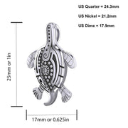 925 Sterling Silver Tribal Tattoo Sea Turtle Animal Pendant with Necklace - US Jewels