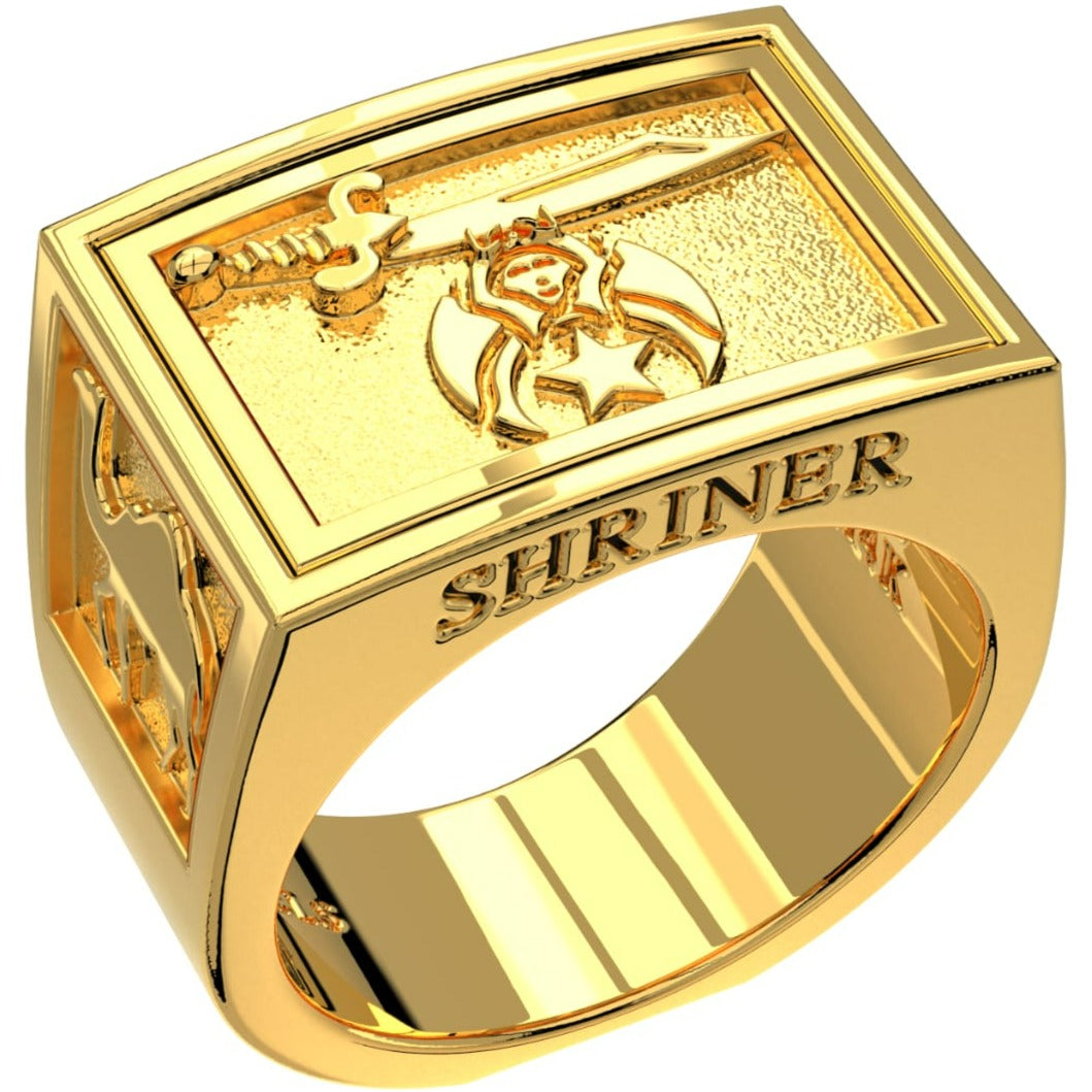 Men's Heavy Solid 10K or 14K Yellow Gold or White Gold Freemason Shriner Ring Band