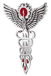 Antique 925 Sterling Silver Modern Day Twist Medical Caduceus Pendant Necklace, 47mm - US Jewels