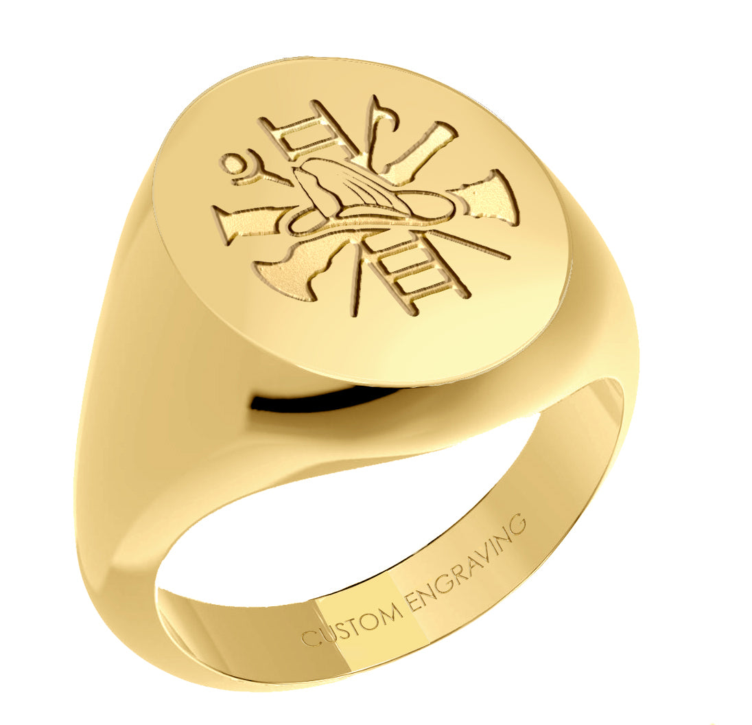Men's 10k or 14k Yellow or White Gold Customizable Signet Ring Band