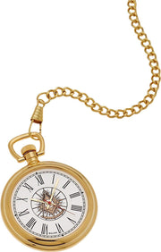 Bulova Gold Plated Masonic Past Master Pocket Watch and Matching Chain - US Jewels