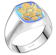 Customizable 10k or 14k Gold US Military Solid Back Ring - US Jewels