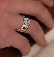 Customizable 14k White or Yellow Gold Scottish Rite 32nd Degree Masonic Ring - US Jewels