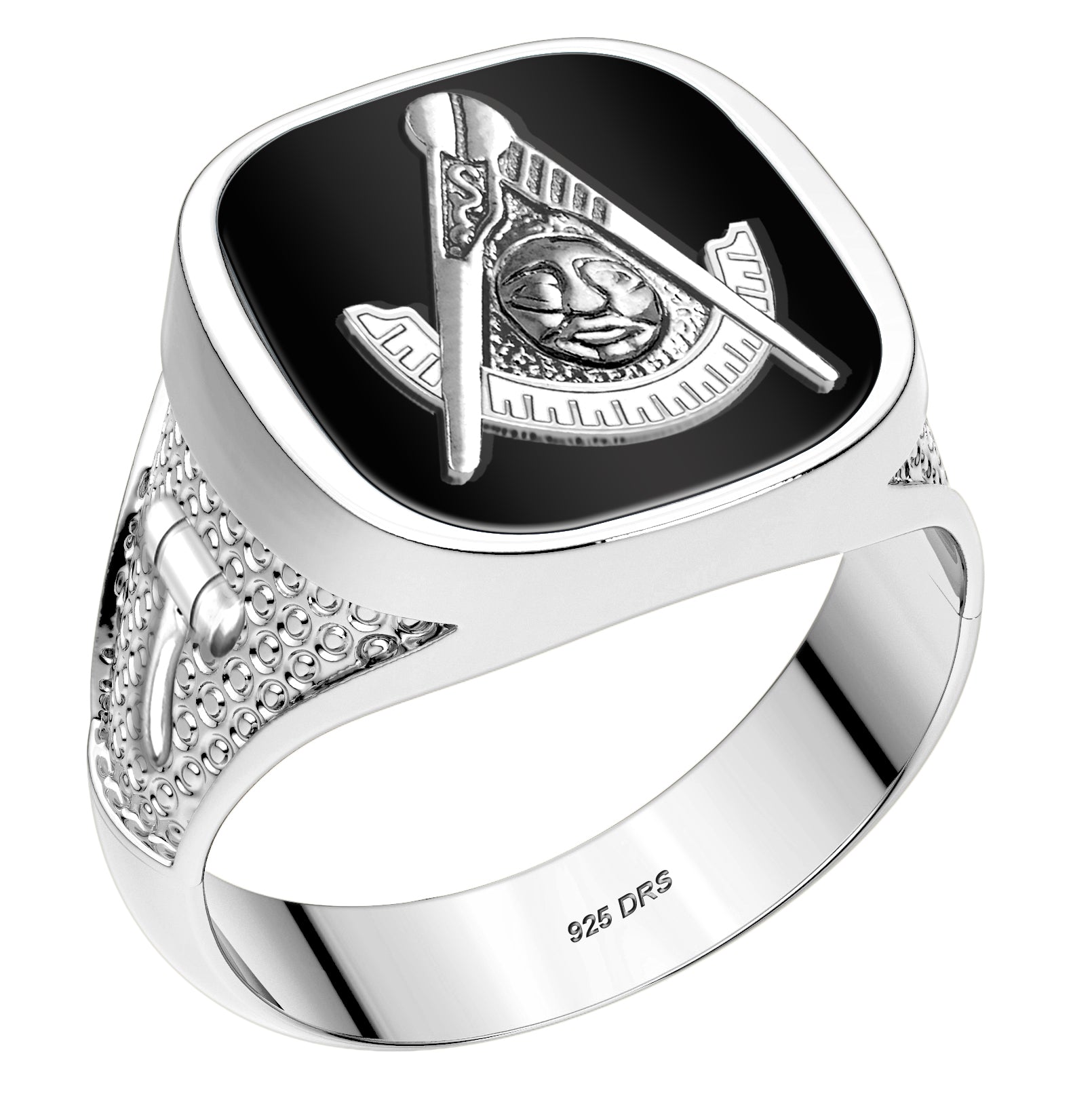 Customizable 925 Sterling Silver with Optional 10K or 14K Trim Solid Back Masonic Ring - US Jewels