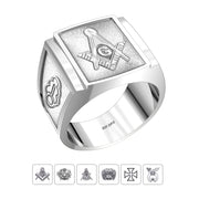 Customizable 925 Sterling Silver with Optional 10K or 14K Trim Solid Back Masonic Rings - US Jewels
