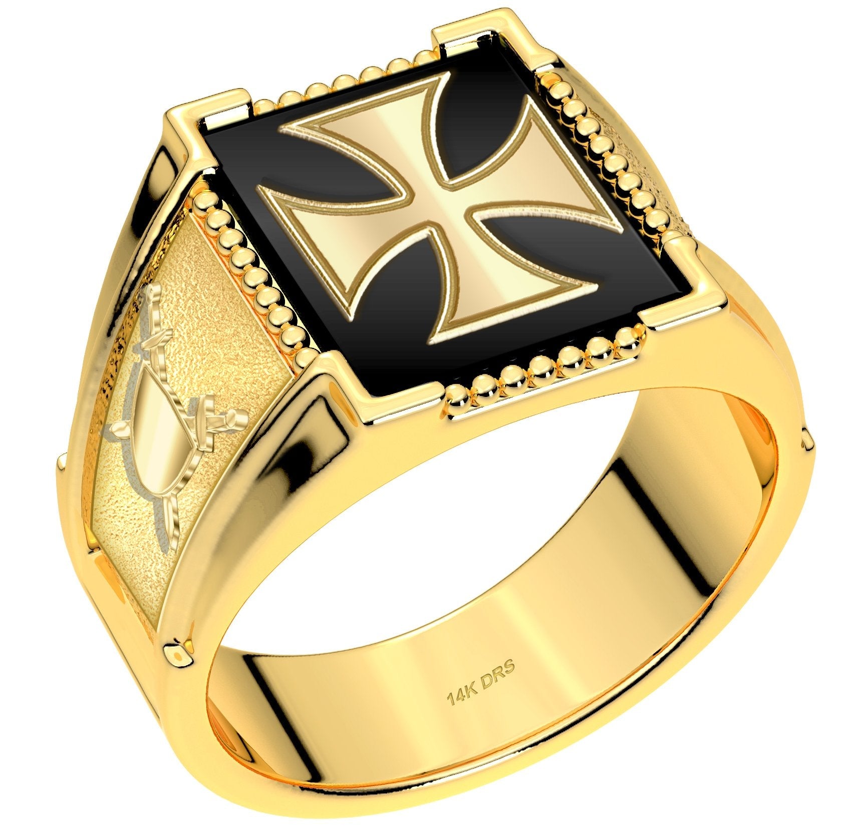 10K solid yellow and outlet white gold with multi stone Masonic unisex ring