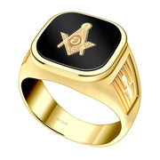 Customizable Men's 14k Yellow Gold Masonic Ring - US Jewels