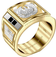 Customizable Solid Back 14k Gold Army Warrant Officer Ring - US Jewels