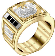Customizable Solid Back 14k Gold Army Warrant Officer Ring - US Jewels