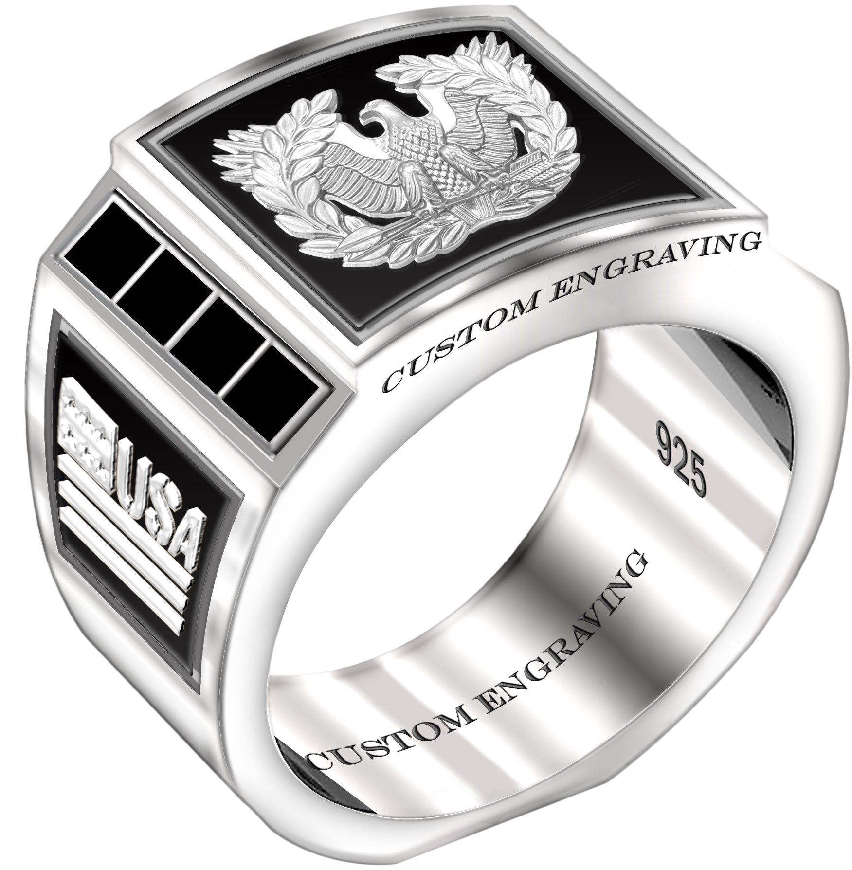 German eagle with cross - sterling silver mens ring for sale