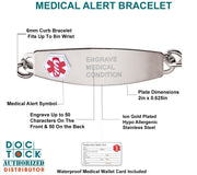DOC TOCK 6in thru 8in Stainless Steel Medical Alert ID Link Bracelet - US Jewels