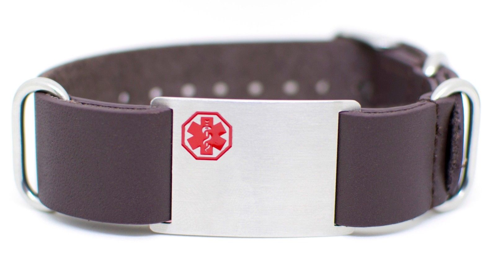 Engravable DOC TOCK Genuine Leather 18mm Medical Alert ID Band Bracelet - US Jewels