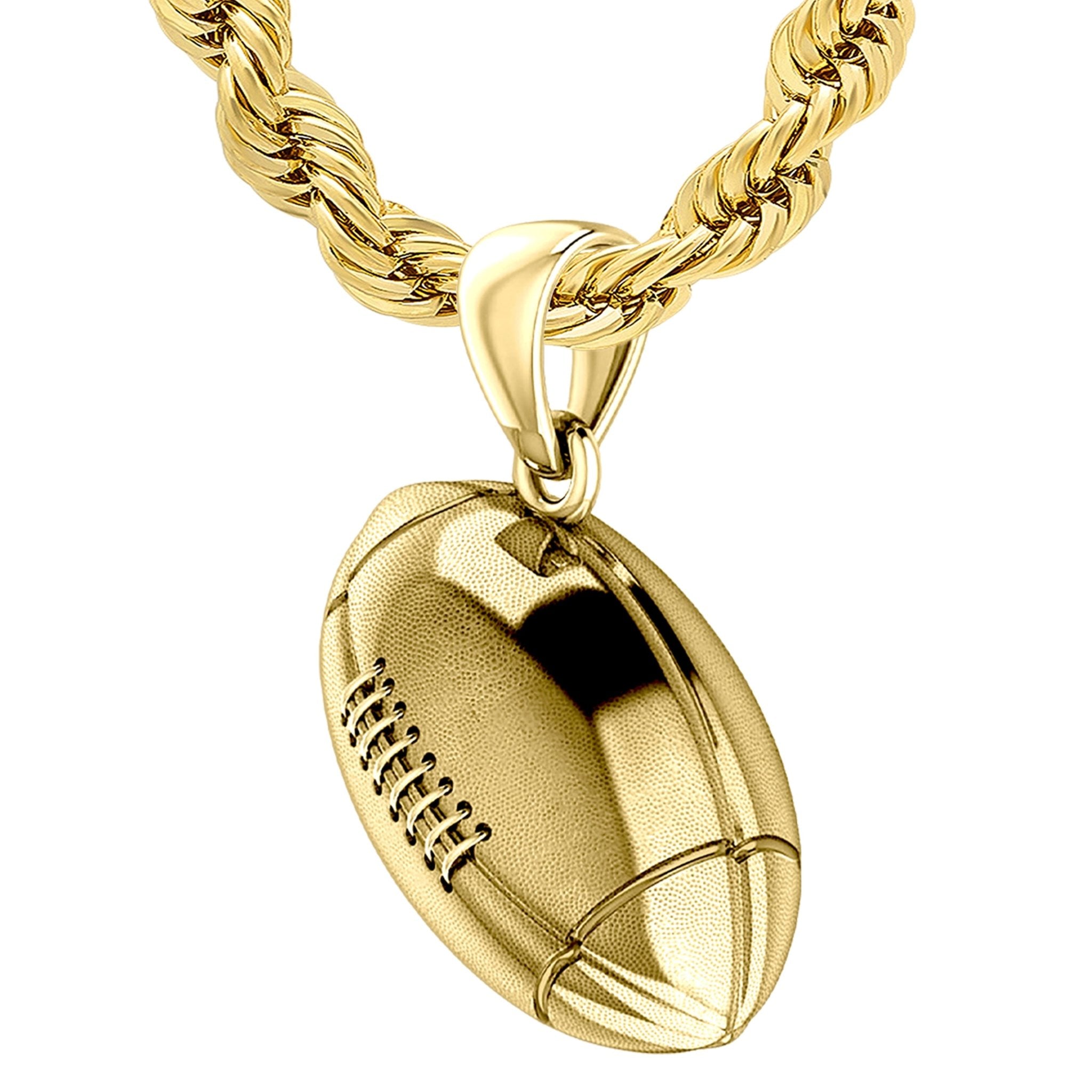 Football Necklace - 3D Gold Football Pendant Necklace