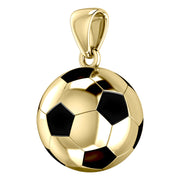 Extra Large 10K or 14K Yellow Gold 3D Soccer Ball Football Pendant Necklace, 25mm - US Jewels