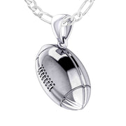 Extra Large 925 Sterling Silver 3D Football Pendant Necklace, 29mm - US Jewels