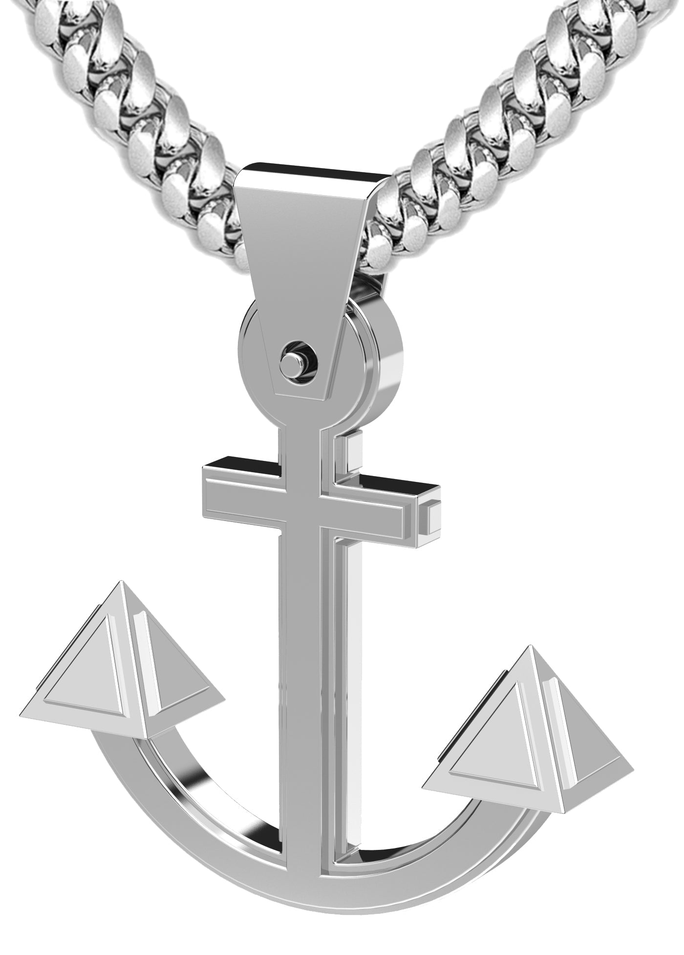 Extra Large Heavy Men's 925 Sterling Silver Nautical Boat Anchor Pendant Necklace, 50mm - US Jewels