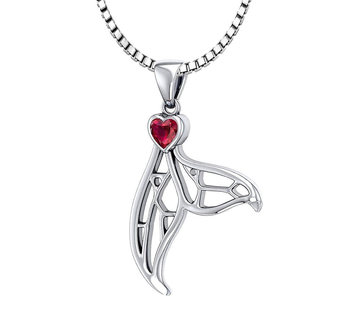 Ladies 1 1/8in 925 Sterling Silver Window to Universe Whale Tail Pendant Necklace - US Jewels