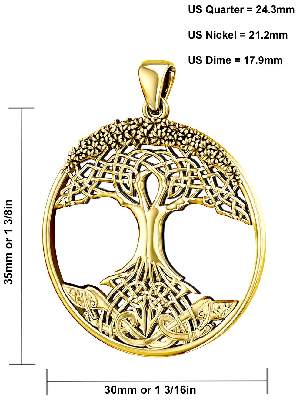 Tree Of Life Necklace With Polish Finish - Size Details