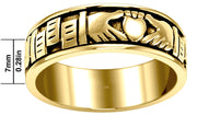 Ladies 10K or 14K Gold Irish Celtic Claddagh Wedding Spinner Ring Band - US Jewels