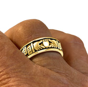 Ladies 10K or 14K Gold Irish Celtic Claddagh Wedding Spinner Ring Band - US Jewels