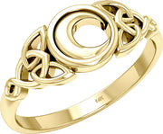 Ladies 10K or 14K Gold Irish Celtic Trinity Knot & Moon Ring - US Jewels
