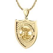 Saint Michael Pendant In Yellow Gold - 1.10mm Rope Chain